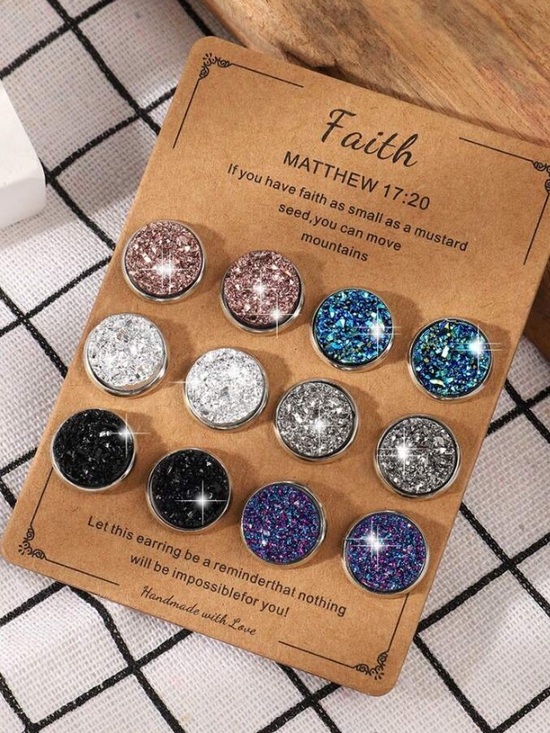 Jewelry - *Buy Now* 6 Pairs Druzy Stone Stud Earrings